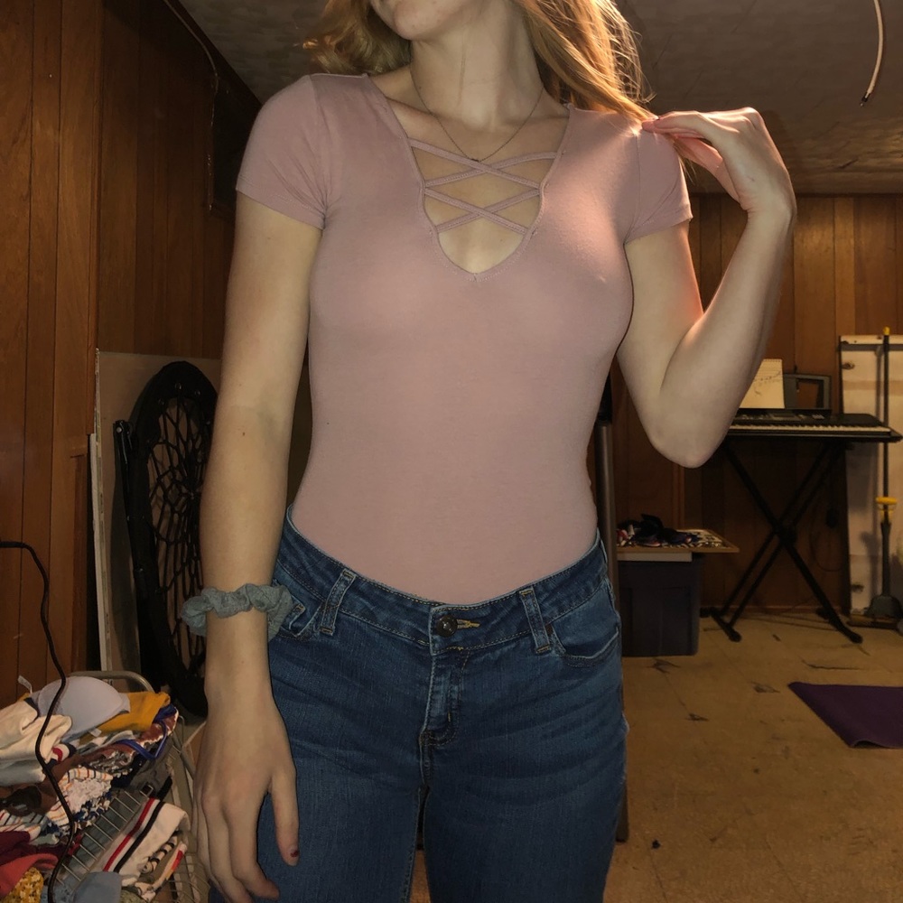 2/$20 pink bodysuit